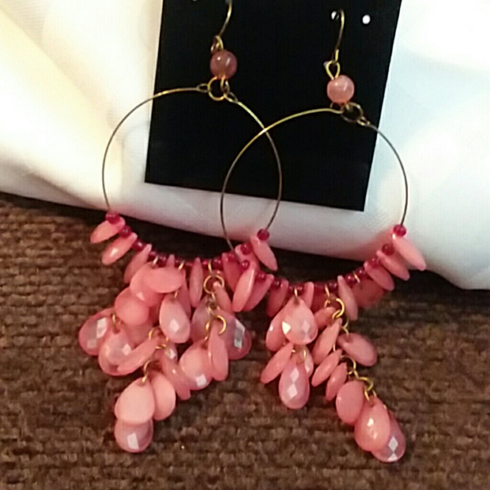 Pink and Gold Hoop Earrings